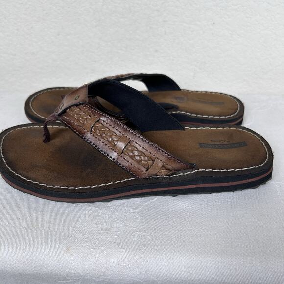 Clarks Collection Sz 7 M Fenner Nerice Flip-Flops Thong Sandals Honey Leather - Picture 2 of 6